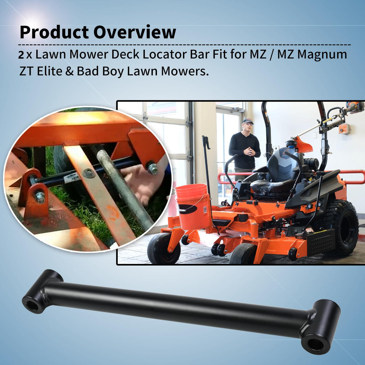 Replacement deck locator bar 028000400 enables quick swaps and durable corrosion resistance.