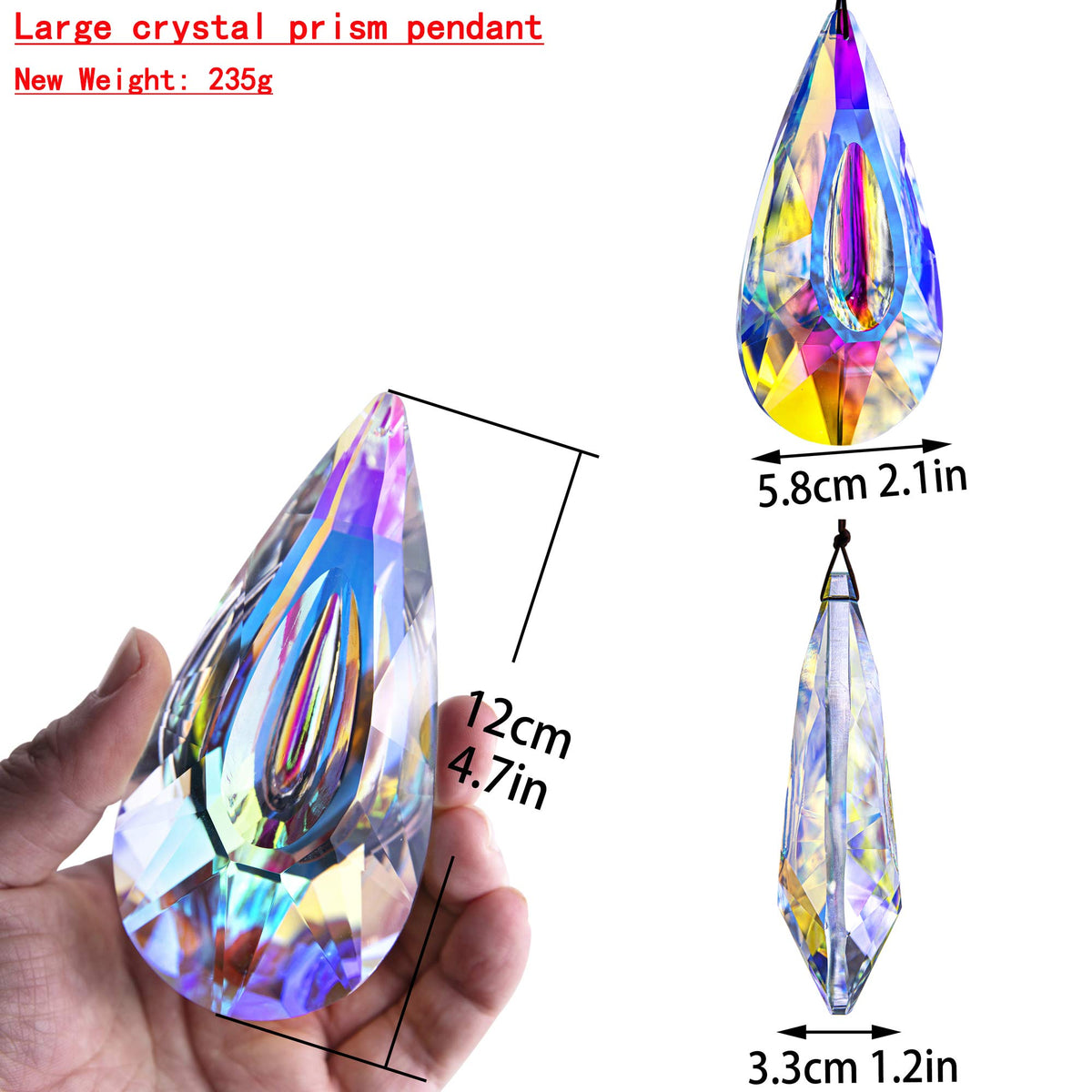 YU FENG AB-colored crystal suncatcher with dragon-eye shape reflecting light.