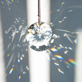YU FENG Bauhinia faceted crystal prism window reflecting indoor light