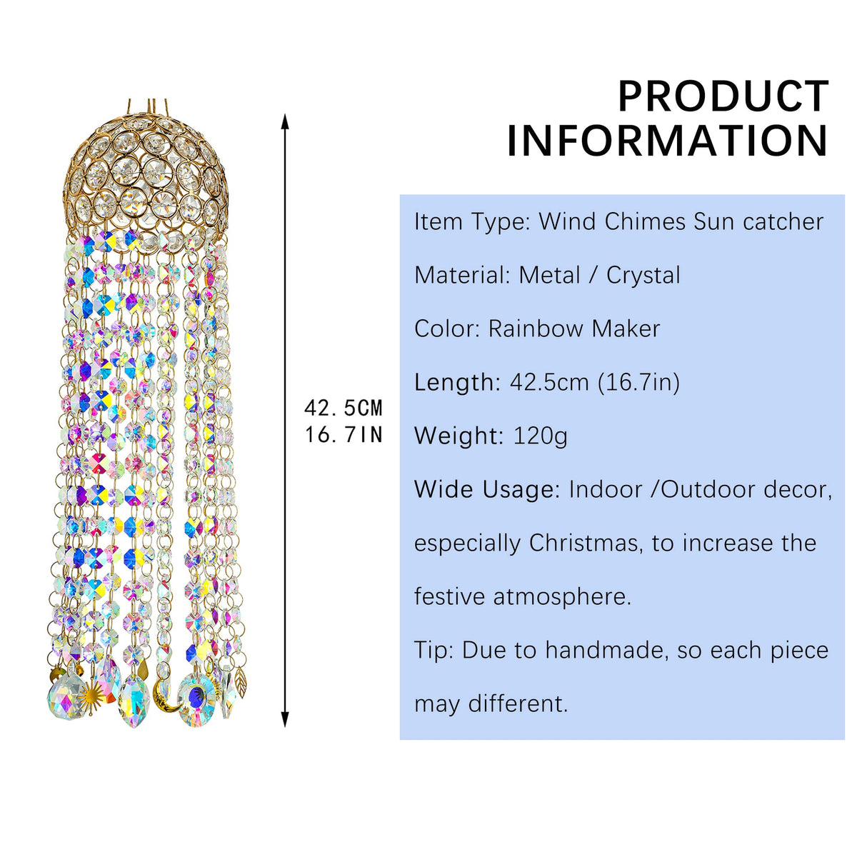 YU FENG suncatcher prisms with gold charms reflect light across walls