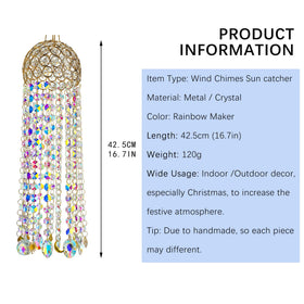 YU FENG suncatcher prisms with gold charms reflect light across walls