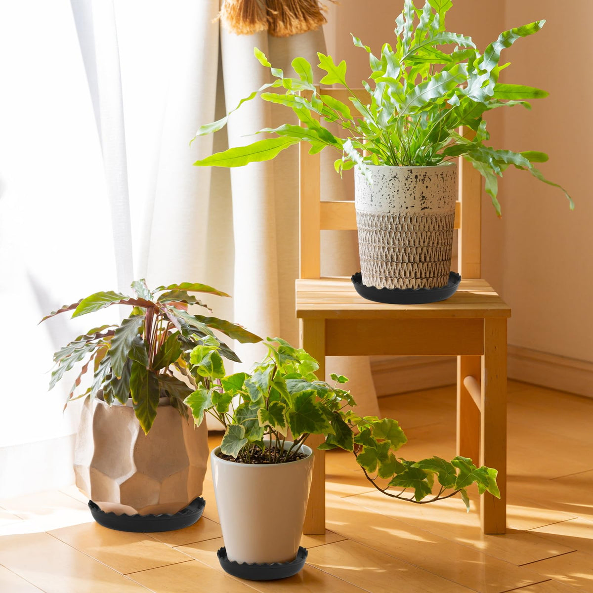 YUANAIYI Wave Plant Saucer edge detail, stylish wave rim adds decor to pots.