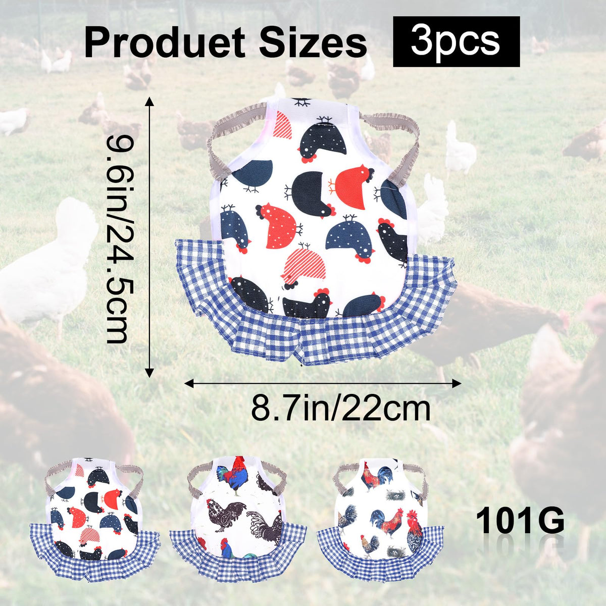 Yuanan blue-edge saddle with elastic strap fits a variety of hen sizes.