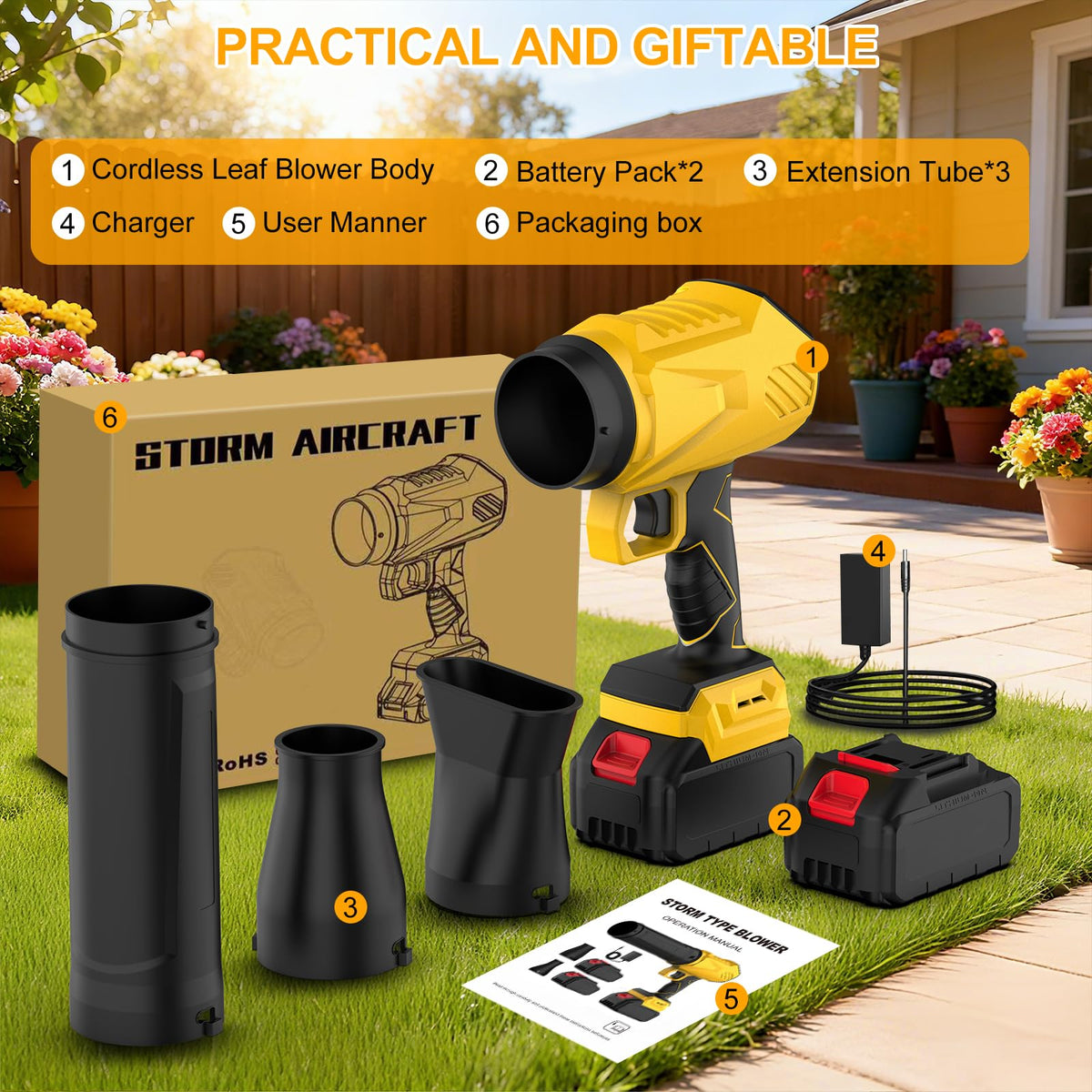 YUANRAN cordless blower ideal for yard and patio cleaning