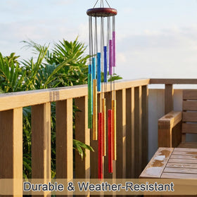 Yucime wind chimes close-up show aluminum tubes delivering crisp, tranquil outdoor tones.