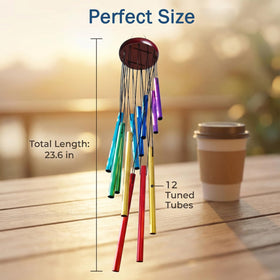 Yucime wind chimes hanging in garden offer a peaceful yard focal point.