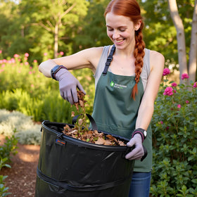 YUDI & GARDEN collapsible trash can with wide opening for easy filling.