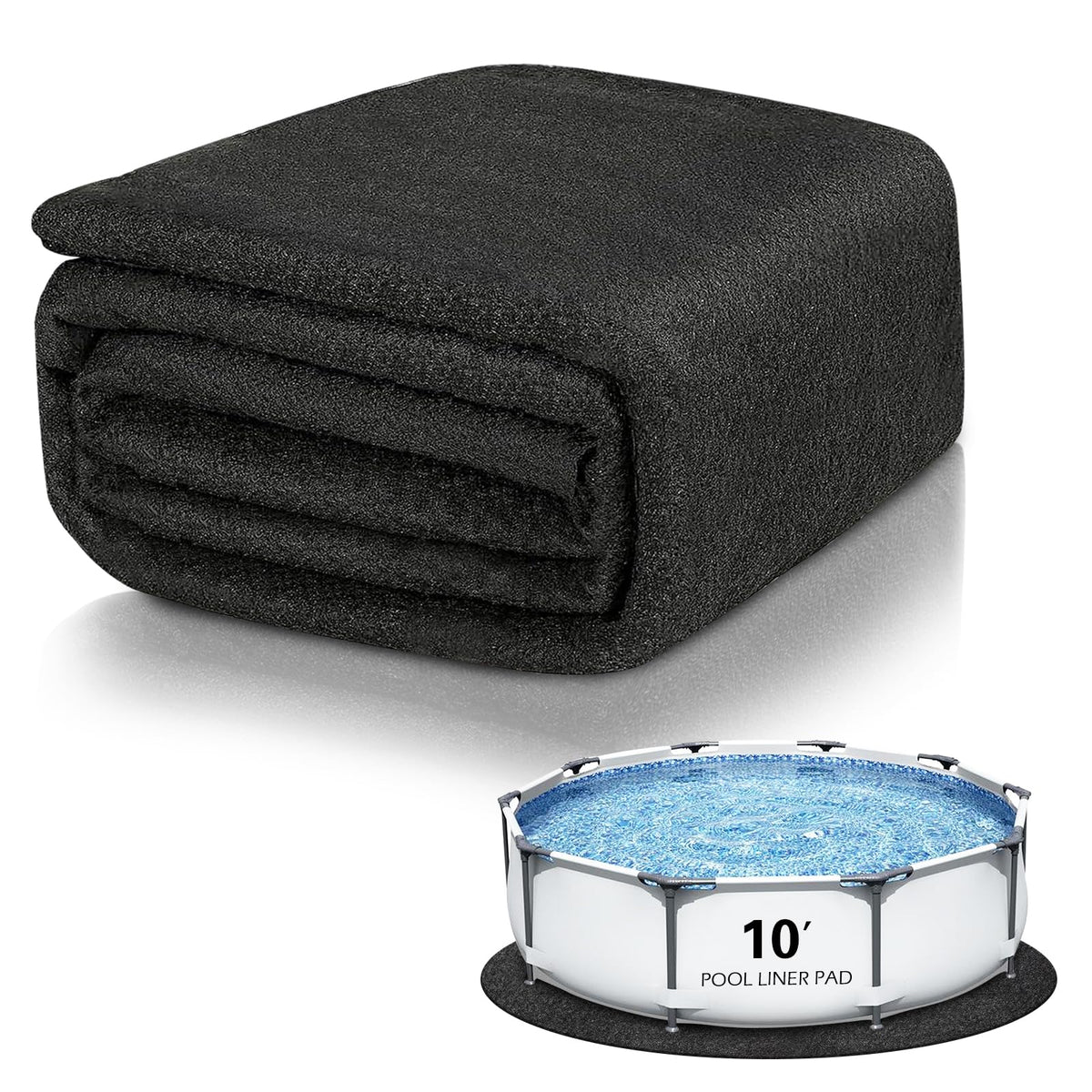 Yudlto round pool pad fits 10ft pools, protecting liner for longevity.