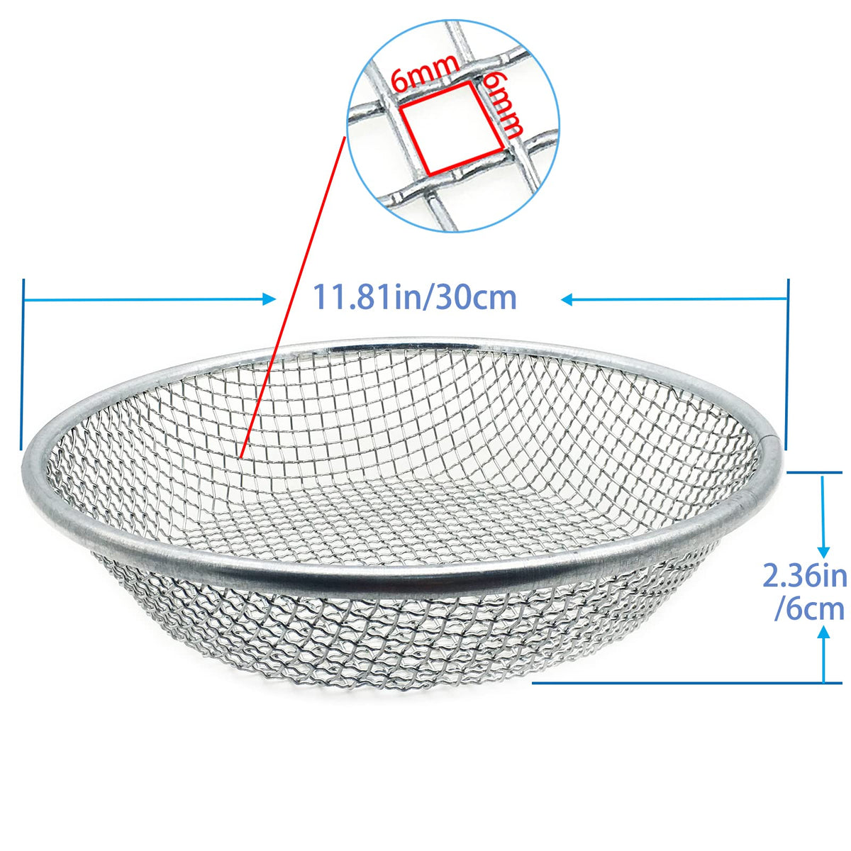 YUEBM Gardening Sifter bucket-fit close-up shows secure bucket attachment.