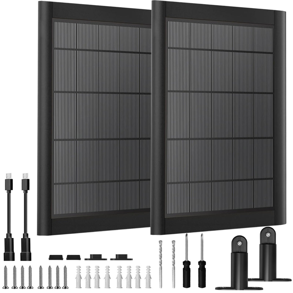 YUELAN 5W solar panel charger with 2600mAh battery powering Blink cameras outdoors