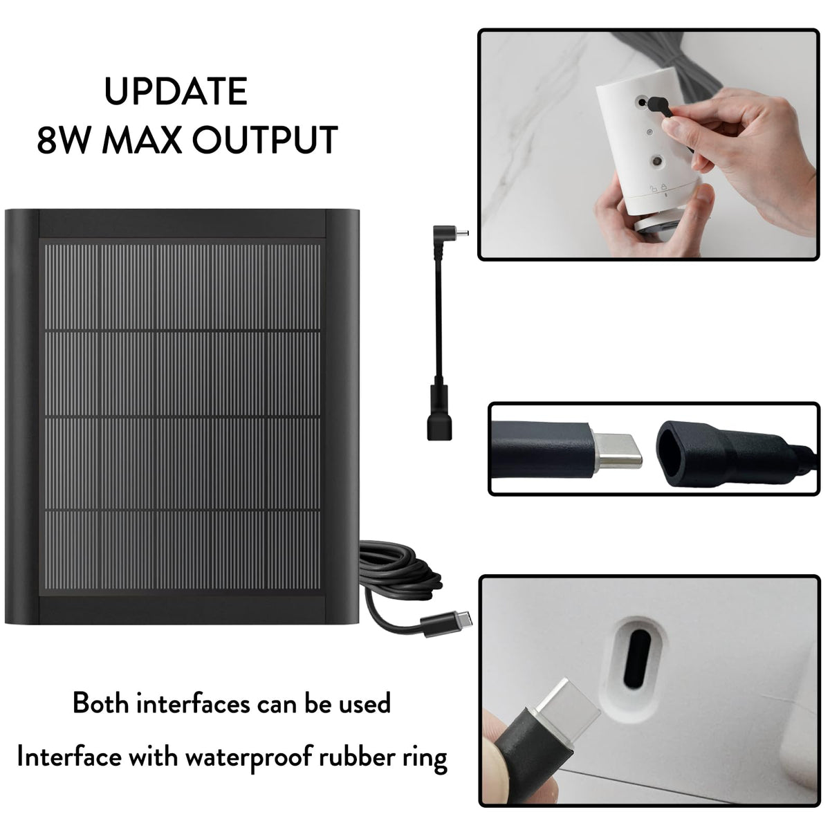 YUELAN 8W solar charger for Ring Spotlight Cam Pro; keeps camera energized outdoors