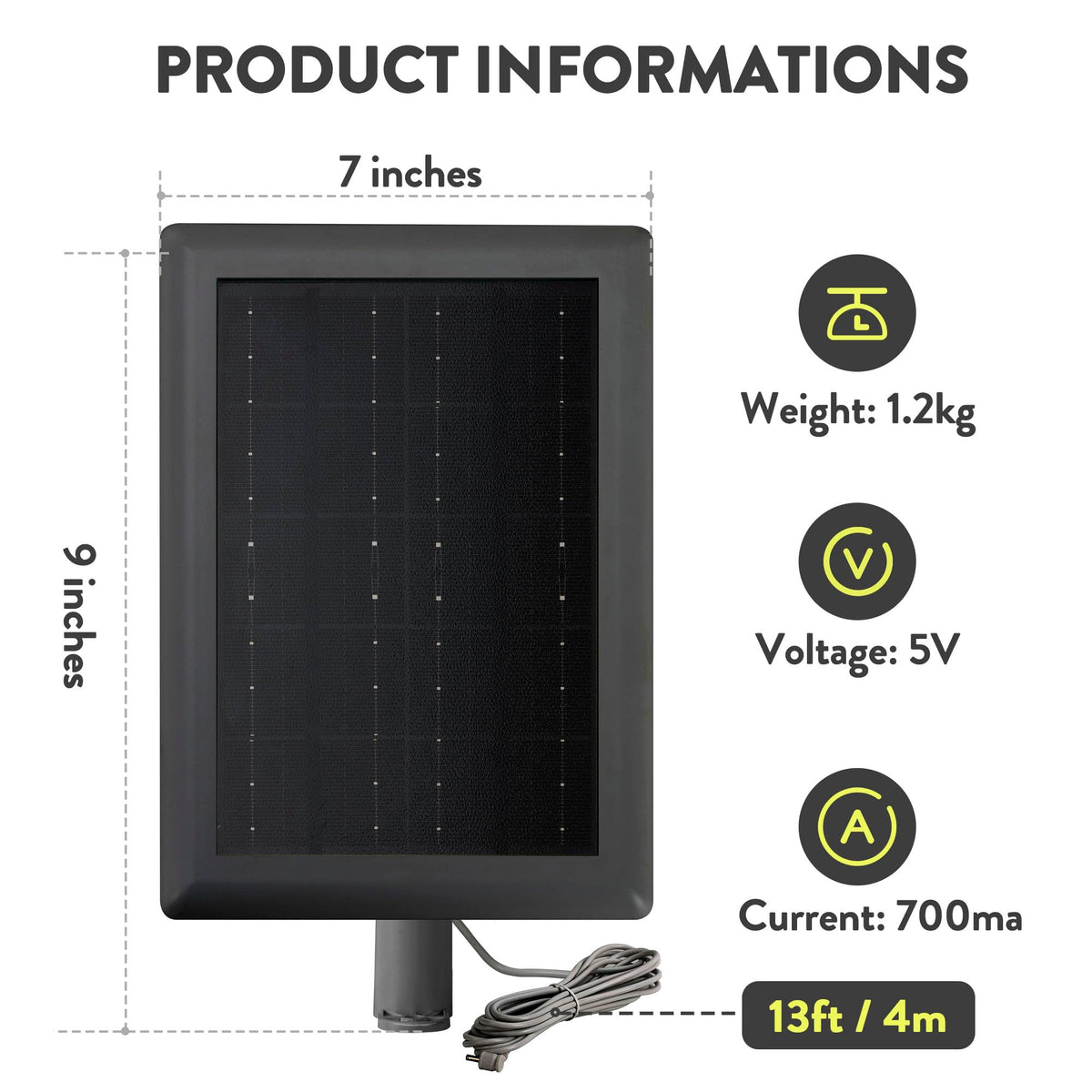 YUELAN Ring Solar Panel 5W provides direct sun charging.