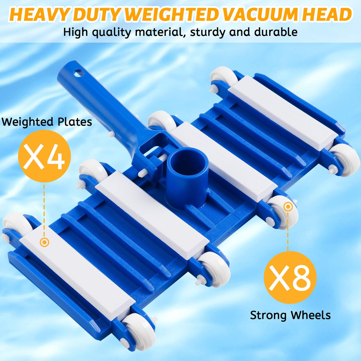Yufafa heavy-duty vacuum head with four weighted plates for stability
