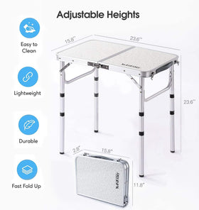 YUFIFAIRY aluminum frame and MDF top highlight sturdy, lightweight build