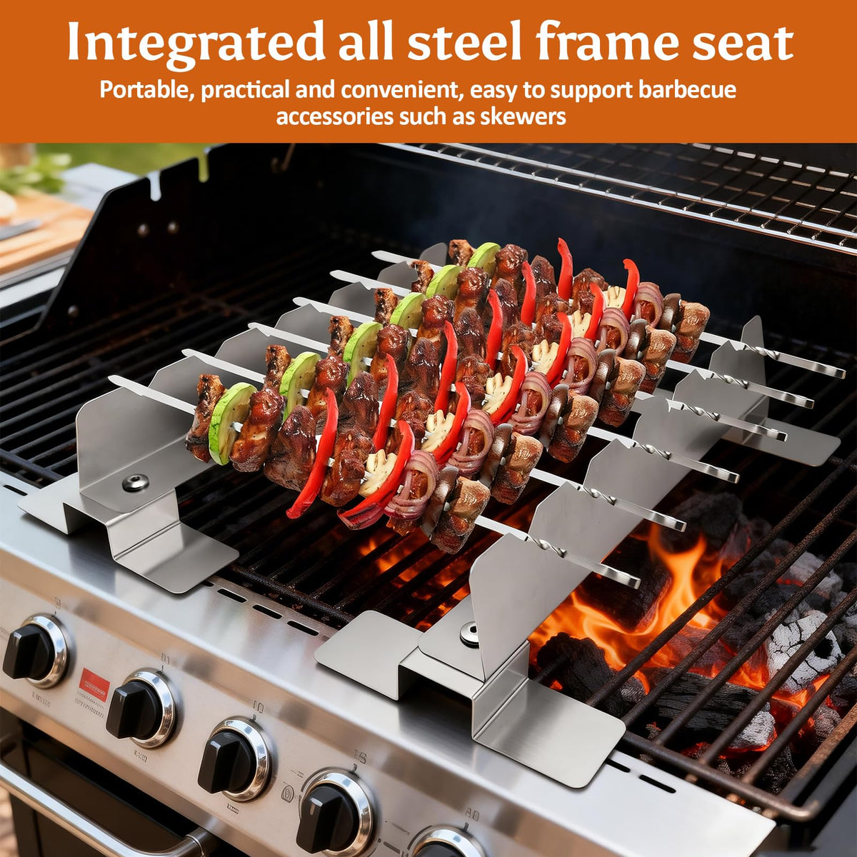 YUJIASH stainless steel skewer holder resists rust and cleans easily.