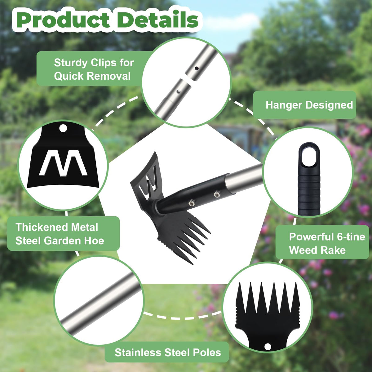 YUJOIBAN weed remover tool clears garden beds quickly and neatly.