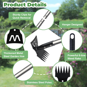 YUJOIBAN weed remover tool clears garden beds quickly and neatly.