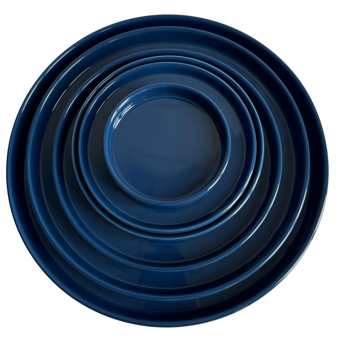 Yukfona ceramic plant saucer 6-inch blue interior view highlights drainage.