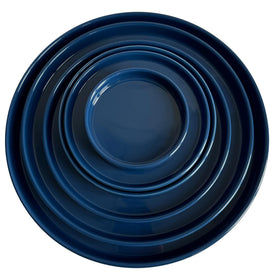 Yukfona ceramic plant saucer 6-inch blue interior view highlights drainage.