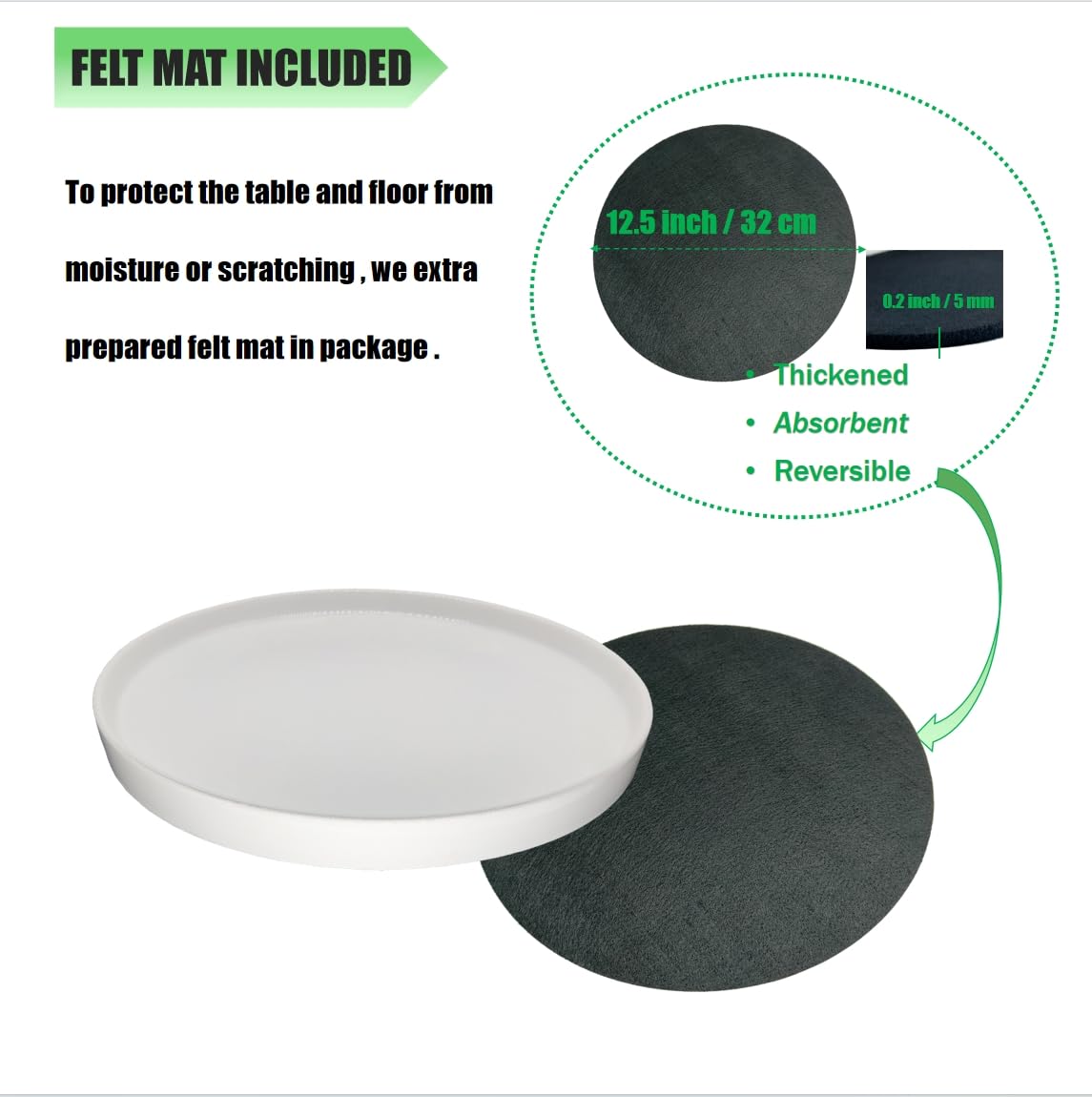 Yukfona glazed ceramic saucer provides surface protection for floors and furniture
