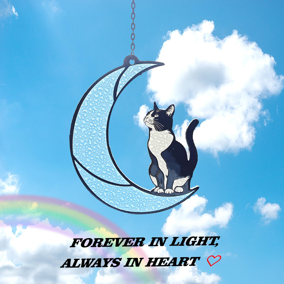 YULAIKUAI cat moon suncatcher memorial use adds comforting focal point.