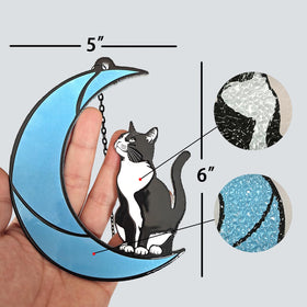 YULAIKUAI cat moon suncatcher texture closeup reveals shimmering water-like reflections.