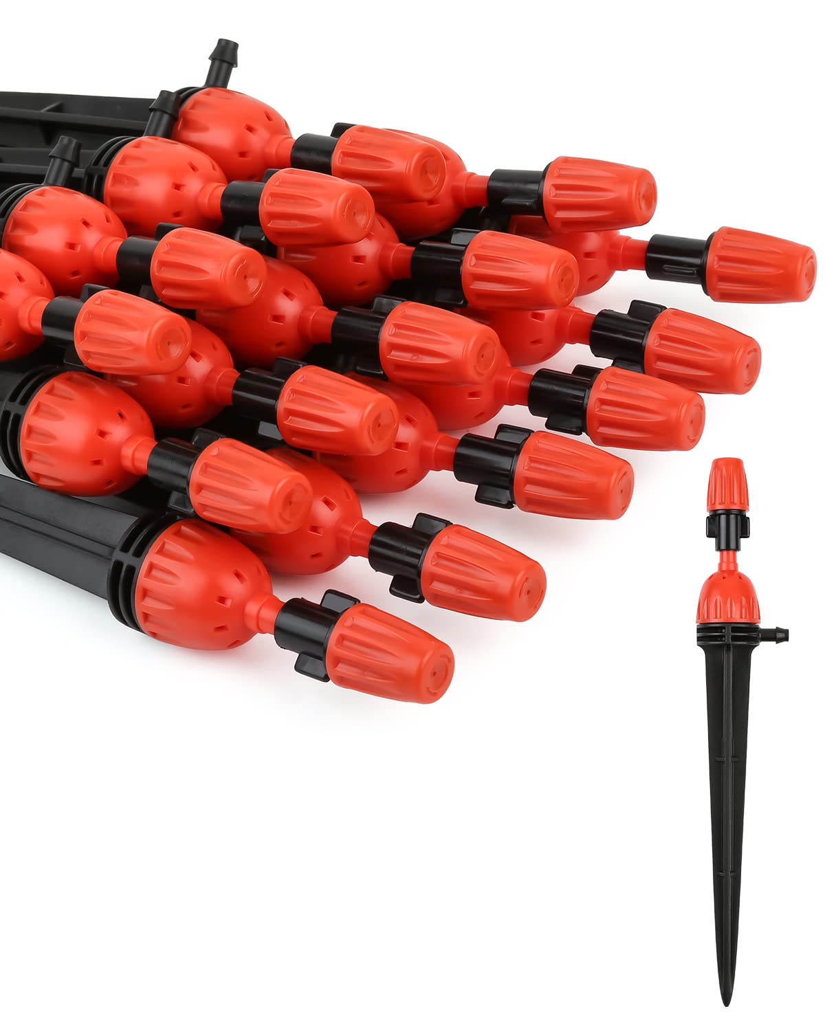Yulaiyoen drip emitter with 360-degree adjustability for precise garden watering.