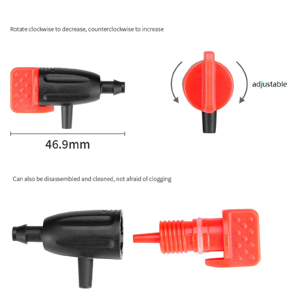 Yulaiyoen drip emitter on 4mm-7mm tubing for efficient irrigation.