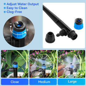 Yulaiyoen fan-shaped water flow emitter provides even distribution for beds and pots.