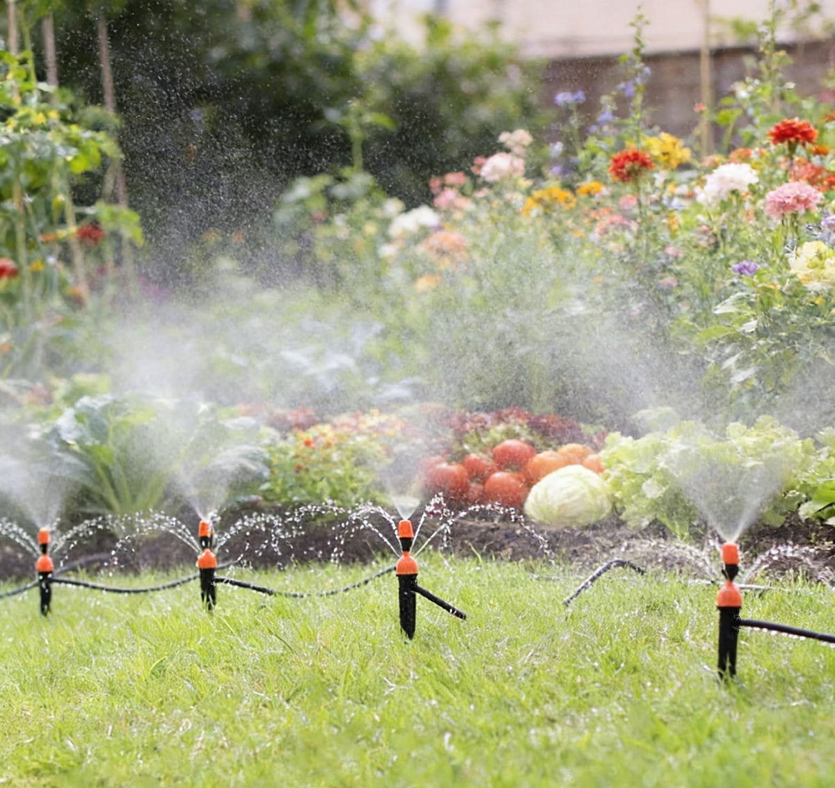 Yulaiyoen garden irrigation setup delivers efficient watering for borders and containers.
