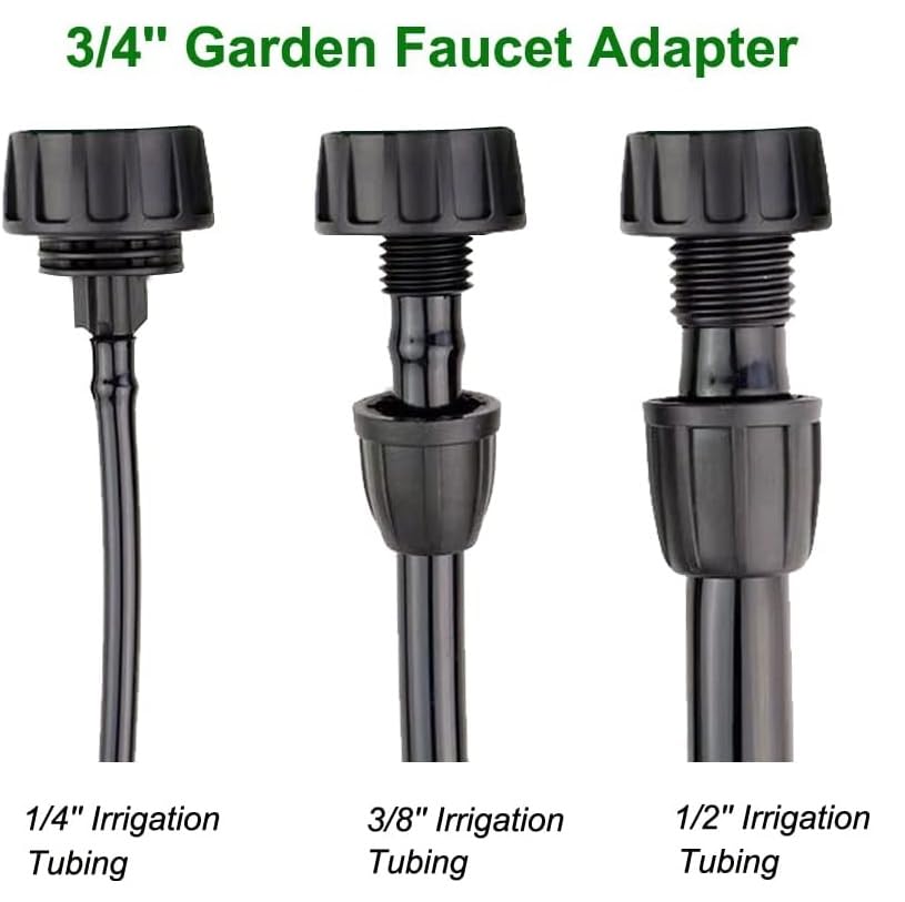 Yulaiyoen garden irrigation setup with timer and faucet connection.