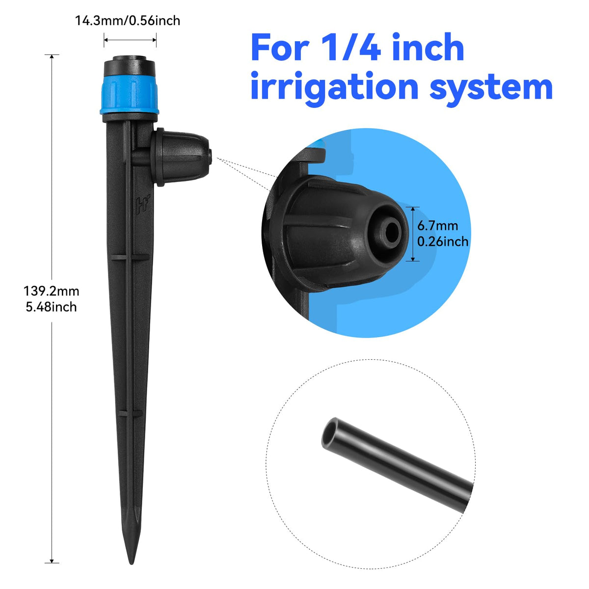 Yulaiyoen quarter-inch tubing compatible emitter fits standard irrigation setups.