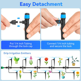 Yulaiyoen staked irrigation emitter is quick to install and easy to clean.
