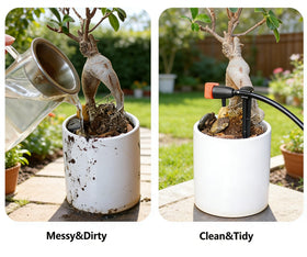 Yulaiyoen 30-pack emitters show water-saving, low-maintenance garden irrigation.