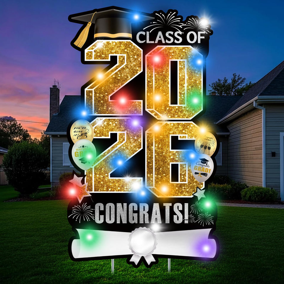 Yuleglowix graduation yard sign with four panels for outdoor display