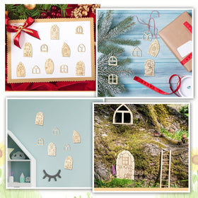 Yulejo wooden window craft kit, unpainted and ready for colorful art projects.