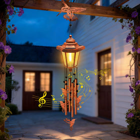 Yulloyello bronze finish wind chime complements garden decor beautifully
