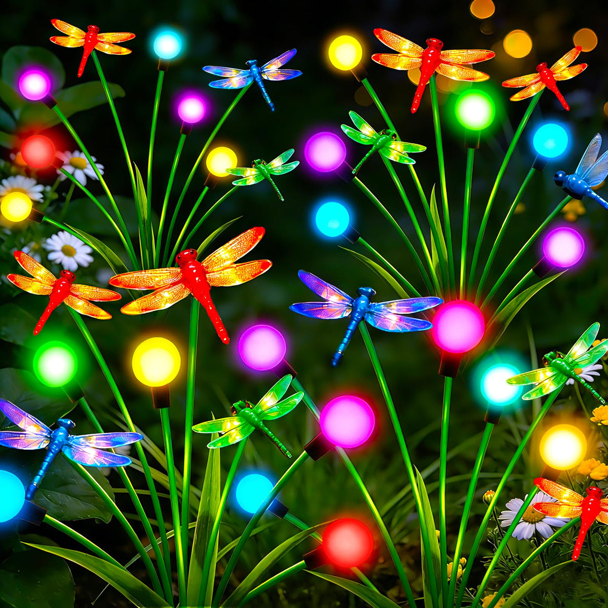 yulloyello dragonfly lights outdoor yard display for enchanting evenings