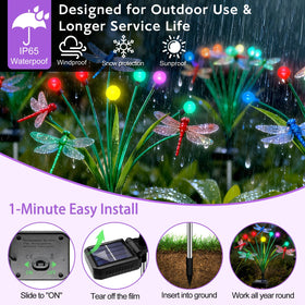 yulloyello dragonfly stakes sway with wind, creating dynamic garden motion