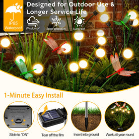 Yulloyello IP65 weatherproof dragonfly lights stand up against rain and frost.