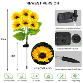Yulloyello IP65 waterproof sunflower lights withstand rain for patio decor.