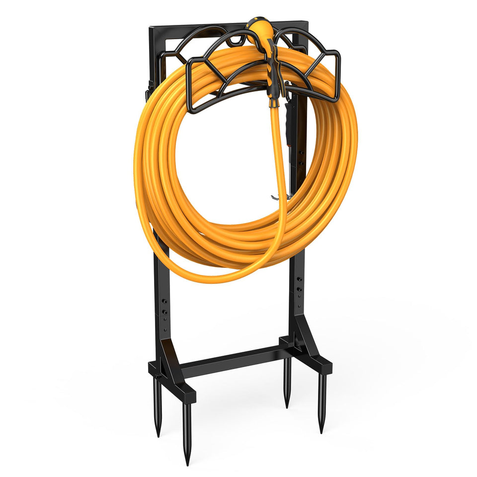 Yumatum garden hose holder reel with stable square structure for sturdy outdoor storage.