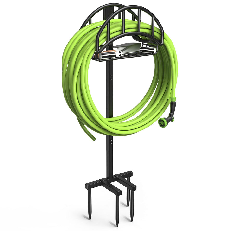 Yumatum garden hose holder with square structure keeps hoses stable and organized.
