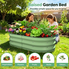 Yumatum raised garden bed side view emphasizes compact footprint for small spaces.