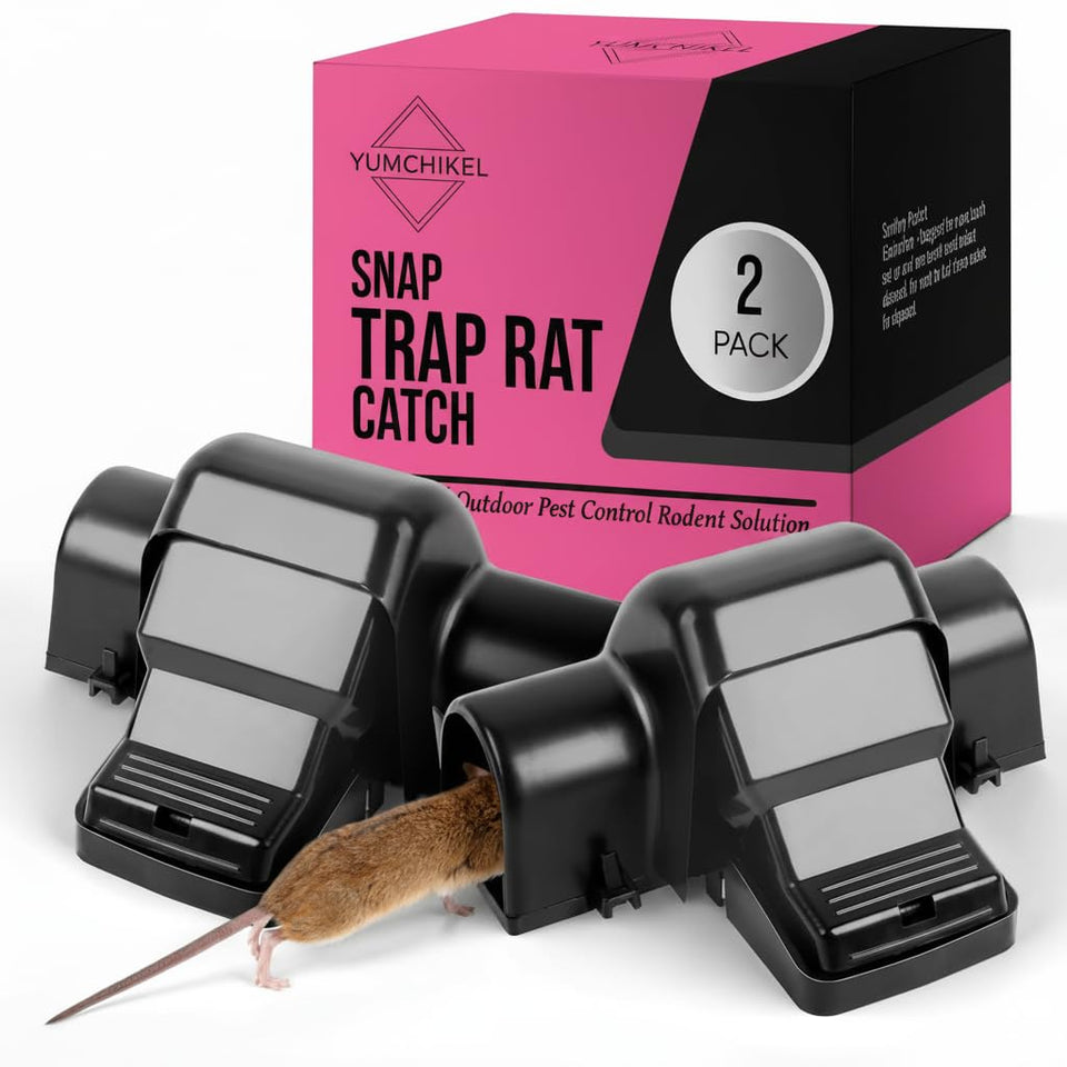 Yumchikel rat trap with dual tunneled cover prevents accidental triggering.
