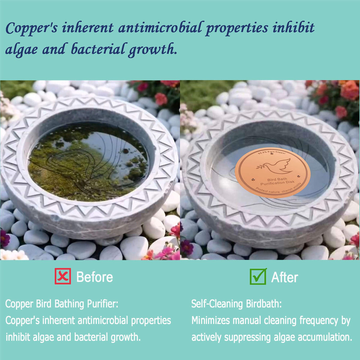 YUMEWARM copper purification disk detailed tray emphasizes durable copper construction resisting heat and pollutants.