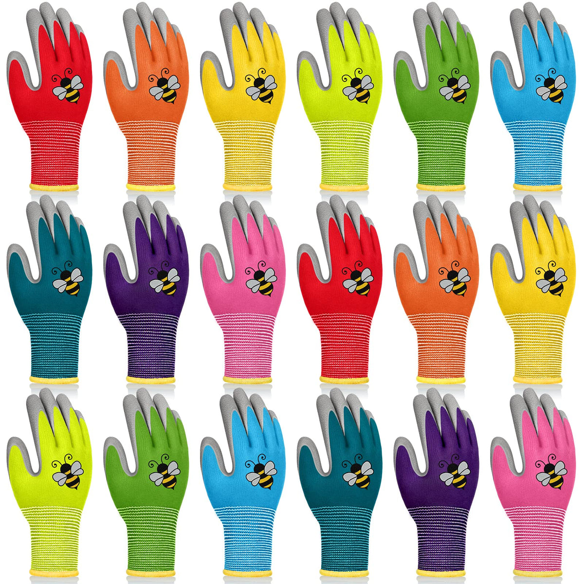 Yumoin kids gardening gloves with foam coating and bee pattern for better grip