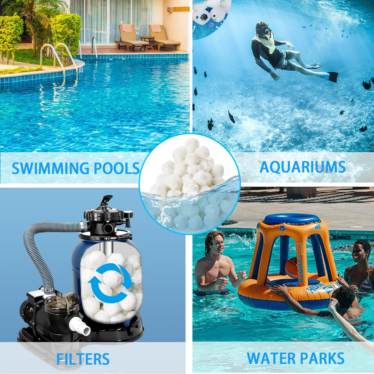 Yumydoct filter balls suitable for pools, aquariums, and pumps