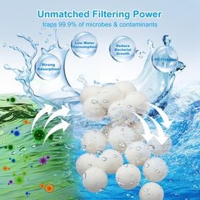 Yumydoct pool filter balls suitable for aquariums and pond filters, reducing maintenance