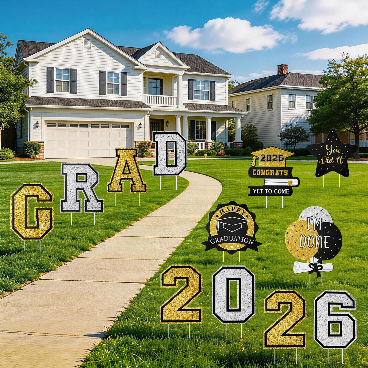 Yunfan badge and flourish signs provide vibrant accents for outdoor celebrations.